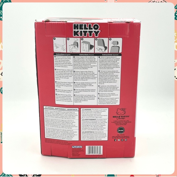 New HELLO KITTY w BOWS Set of 2 Lowback Car SEAT COVERS w Vehicle Headrest Cover - Picture 6 of 10